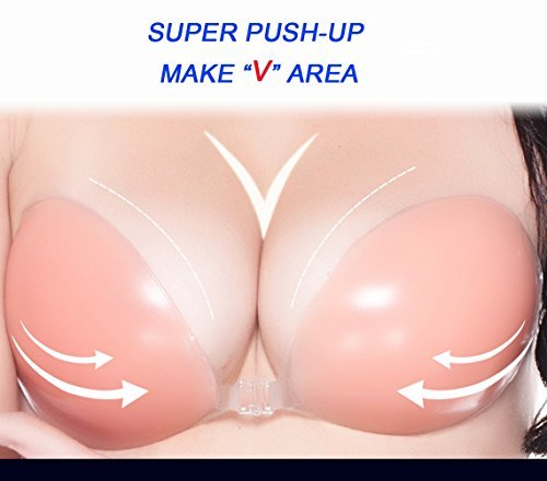 1Pair Women Invisible Silicone Bra Super Push Up Seamless Self