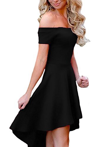 off shoulder high low skater dress